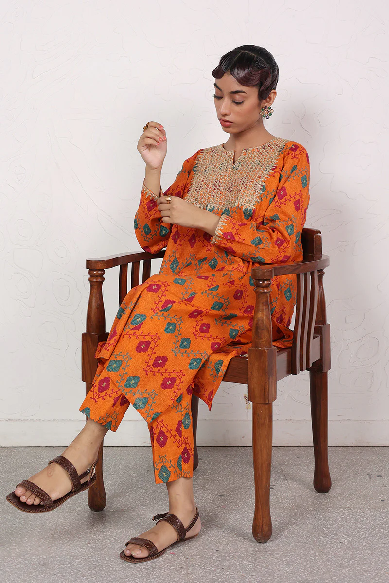 Printed Phulkari 2-Piece Set - Image 5