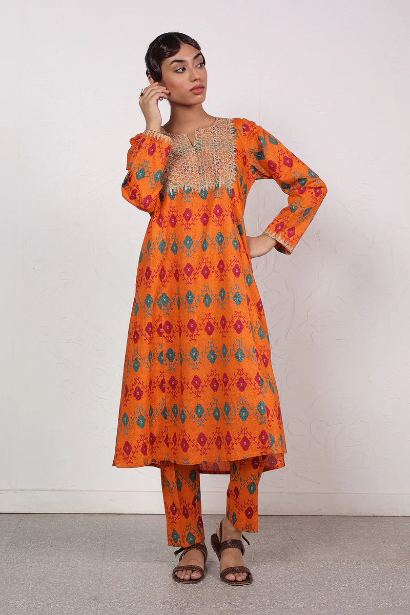 Printed Phulkari 2-Piece Set - Image 8