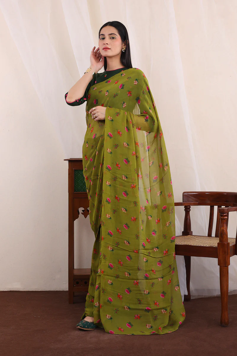 Gulaab Jaal Chiffon Sari