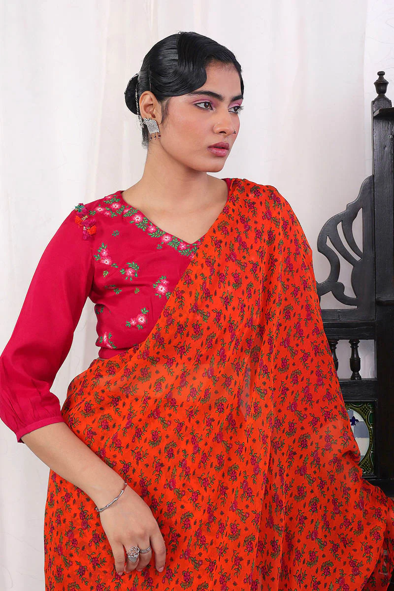 Jazab Rangeen Gulaab Jaal Sari - Image 2