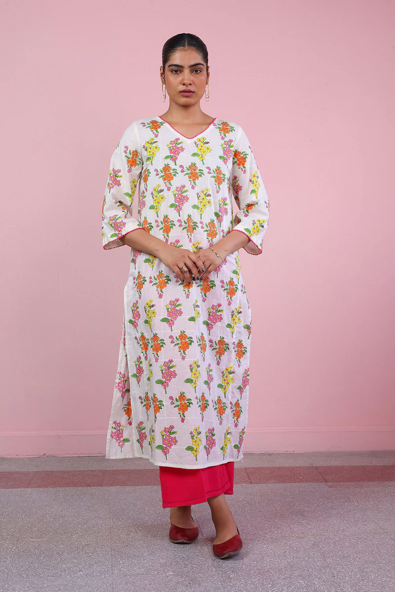 Tropic Splendour Handblocked Kurta