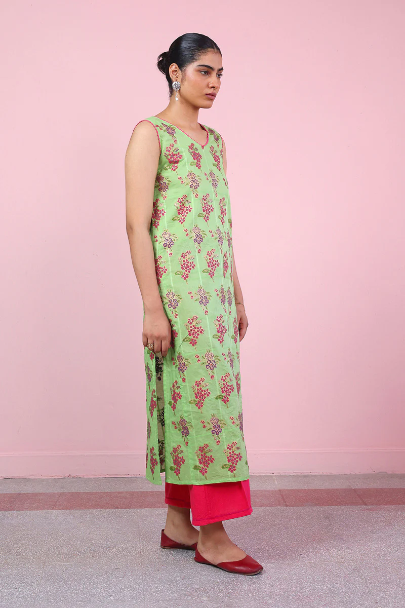 Tropic Splendour Handblock Printed Kurta - Image 8