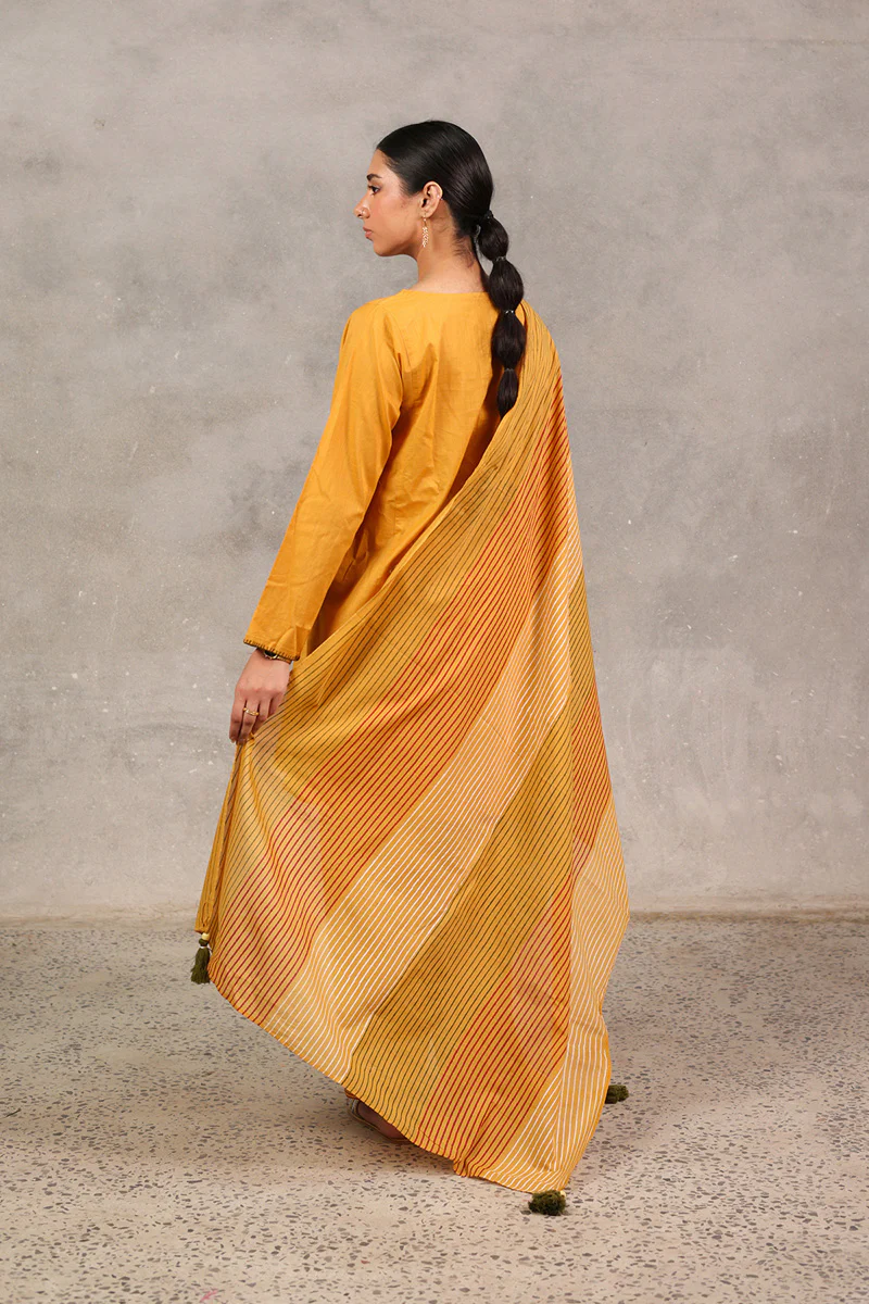 Block-Printed Tasseled 3-piece Suit - Image 6