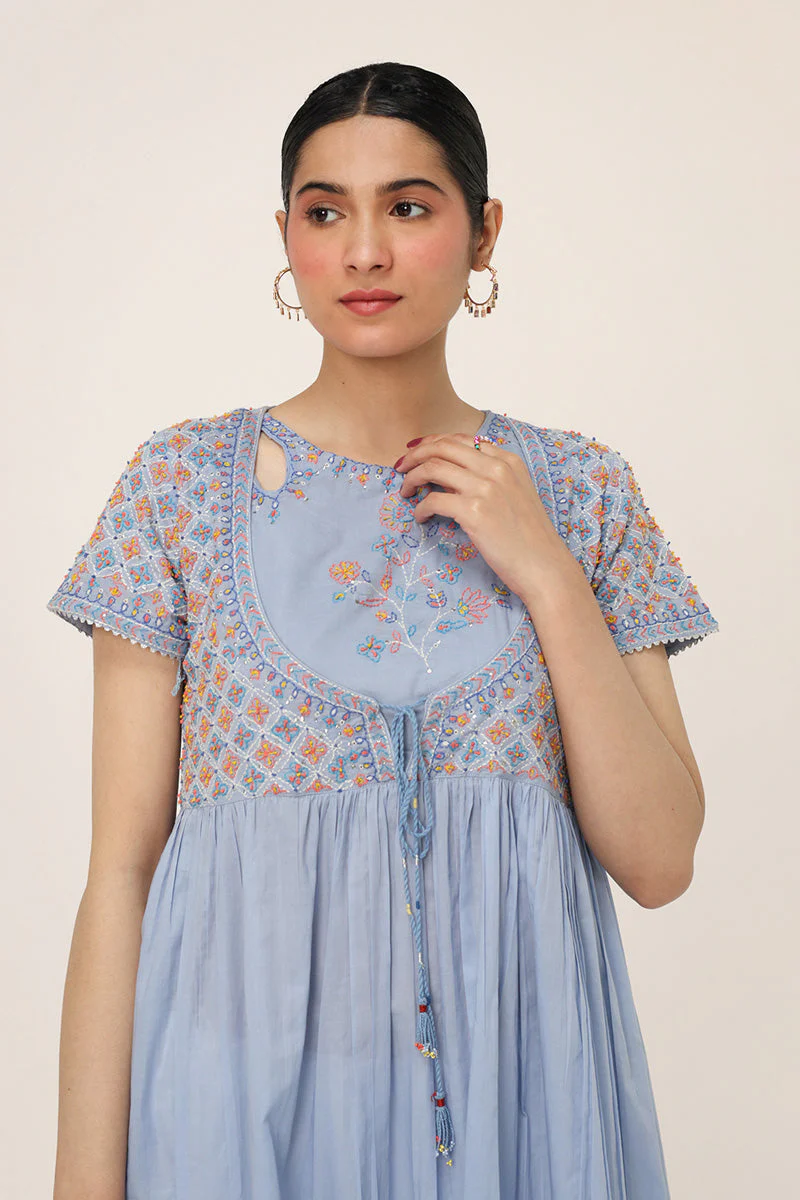 Multani Blue Hues Anarkali Frock - Image 16