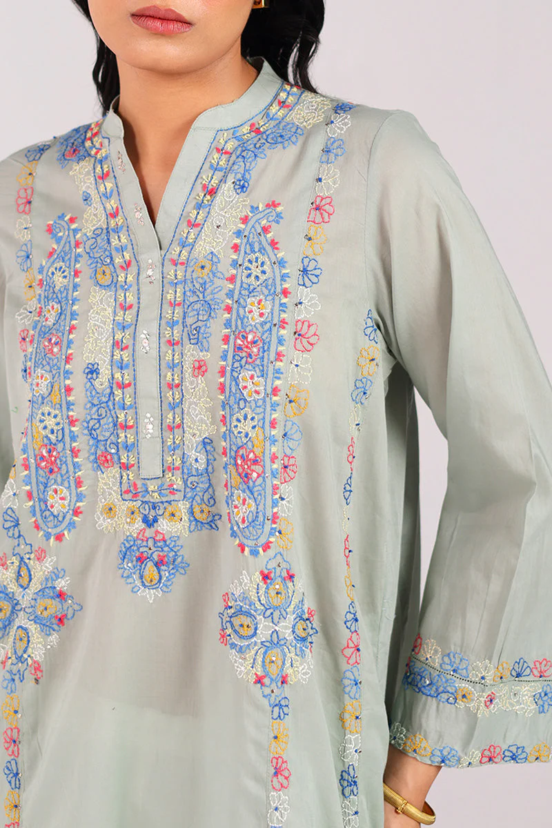 Multani Blue Hues Mukaish Kurta - Image 19