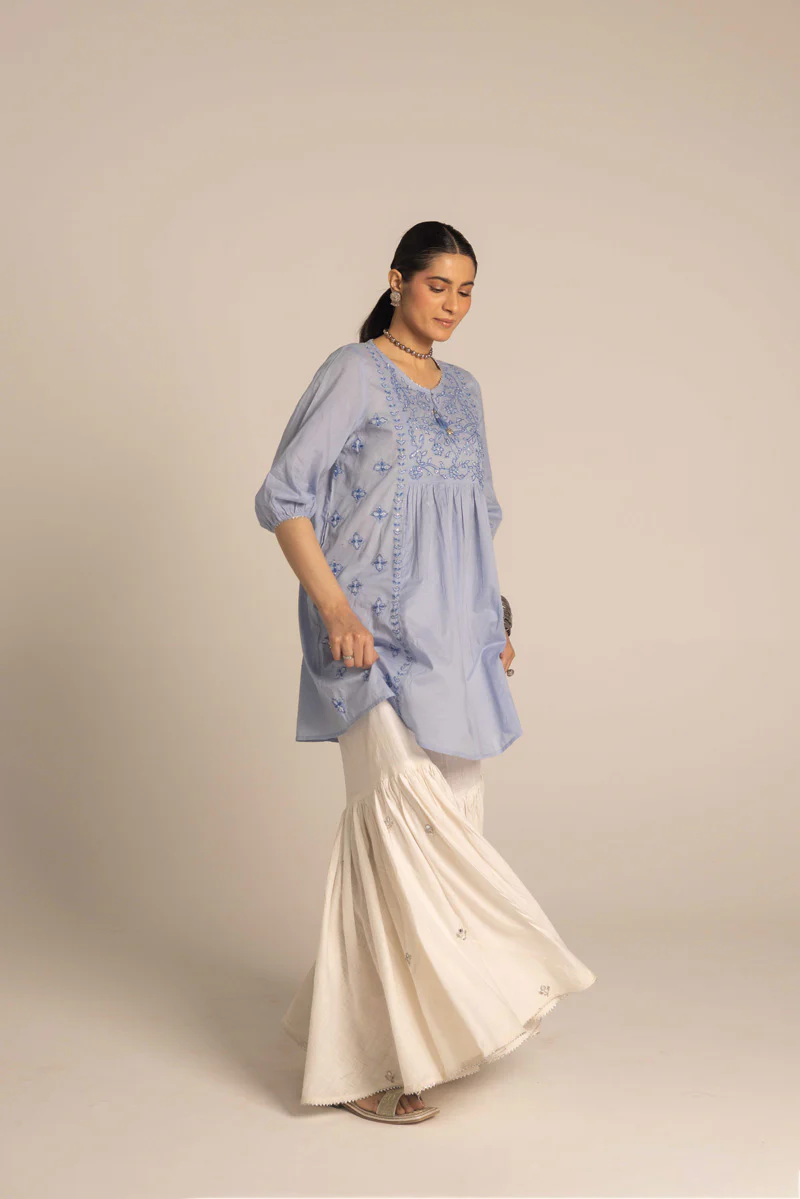 Pure Multani Blue Hues Kurta - Image 3