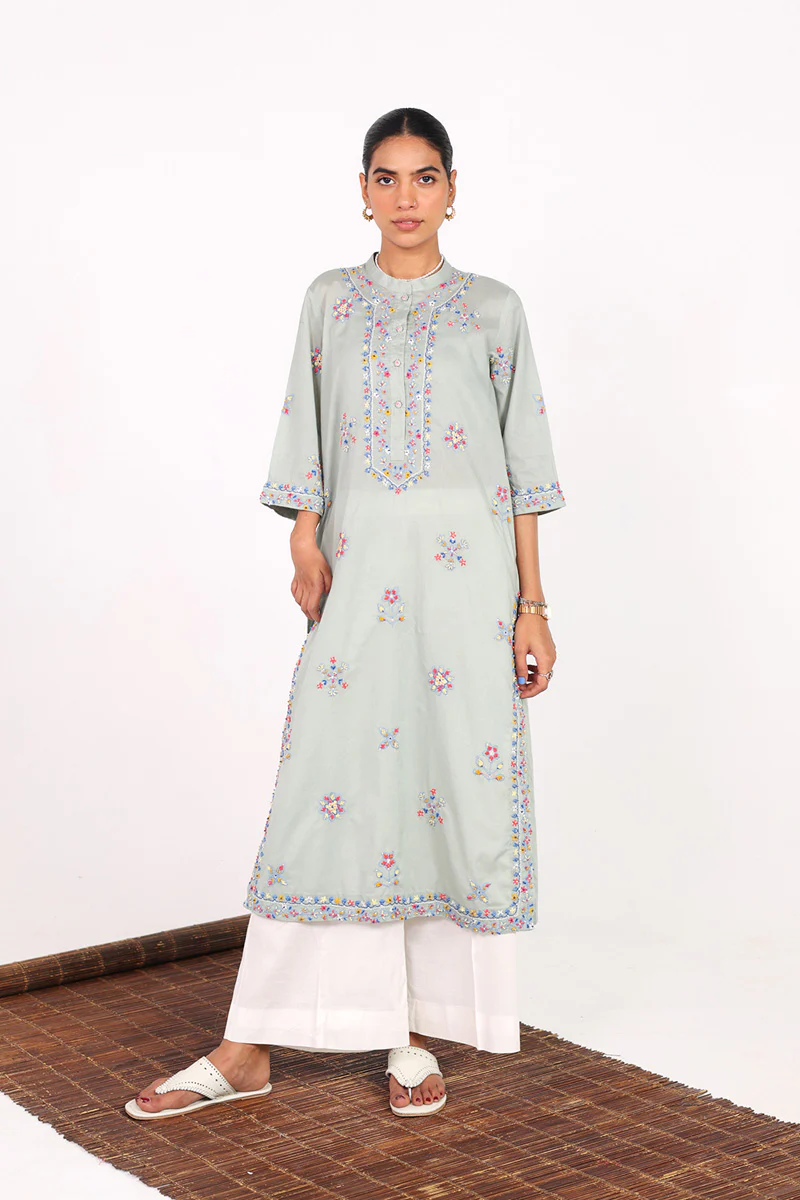 Multani Blue Hues Ember Kurta - Image 6