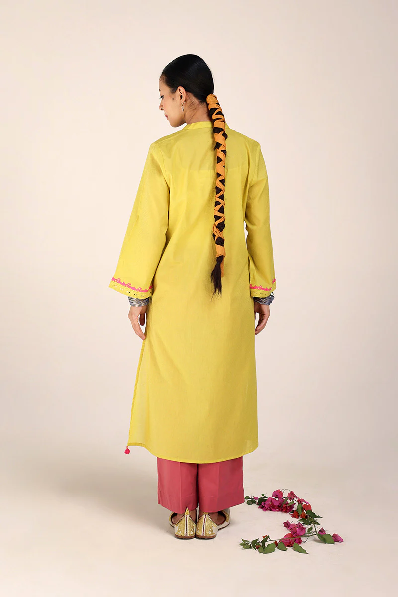 Rich-Textured Sea Foam Kurta - Image 10