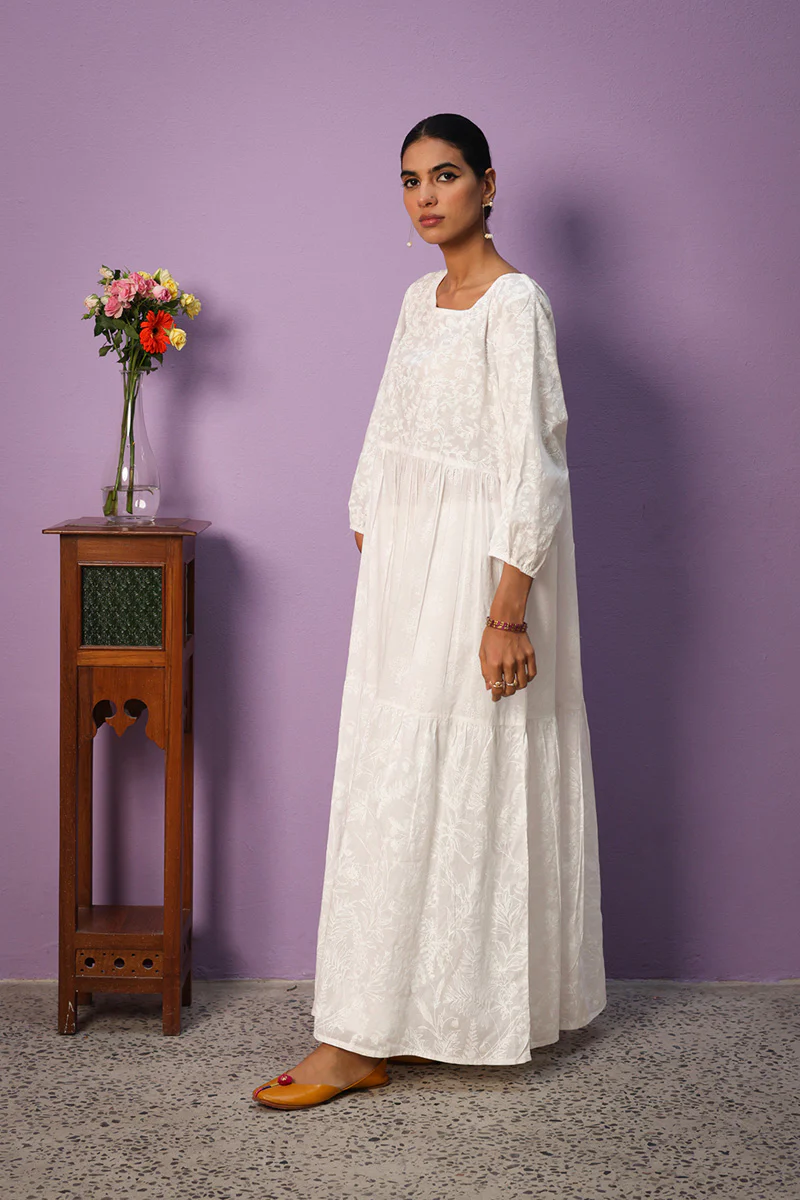 Sea Foam Flared Tiered Frock - Image 7
