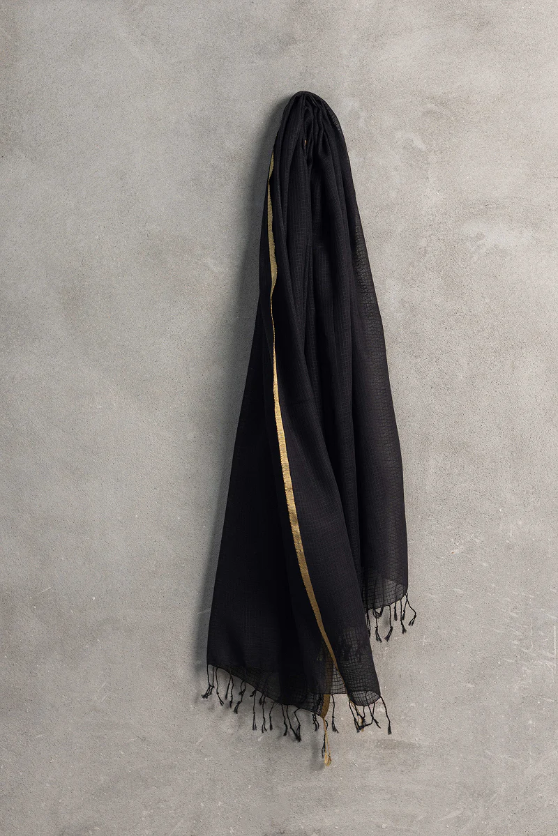 Golden Veil Resham Check Dupatta - Image 5
