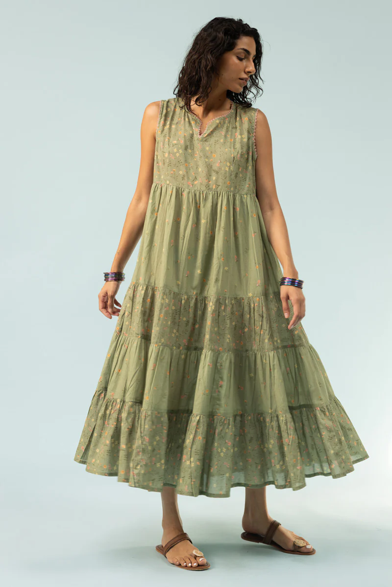 Soft Floral Tiered Dress
