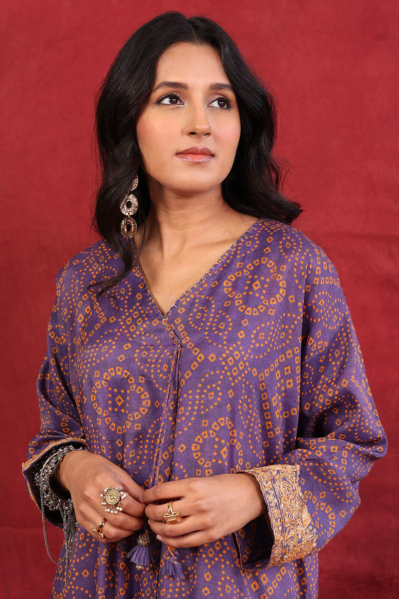 Ethnic Geo Purple Kurta - Image 2