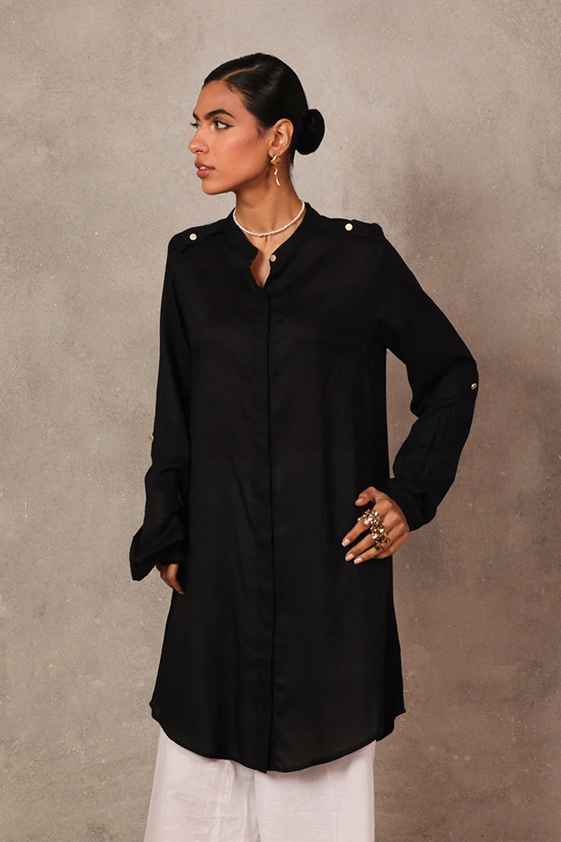 Solid Button-Detail Kurta - Image 2