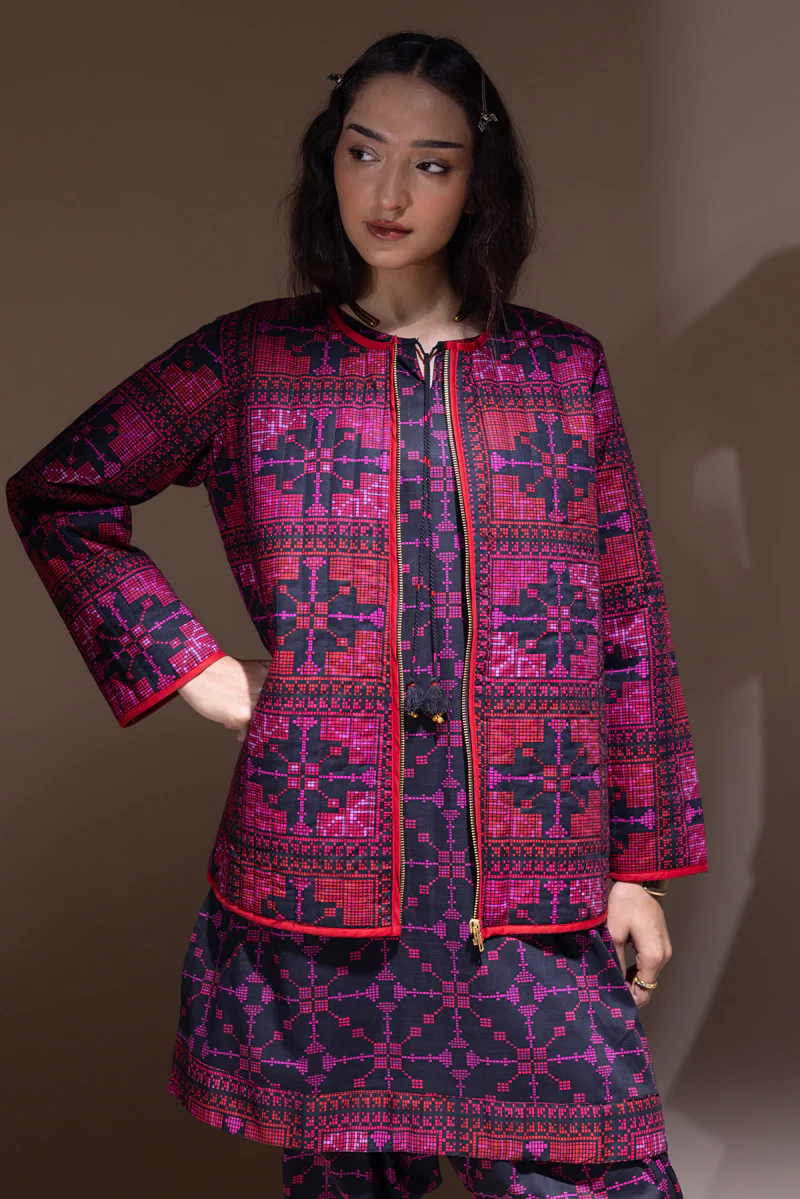Patterned Poem Quilted Jacket