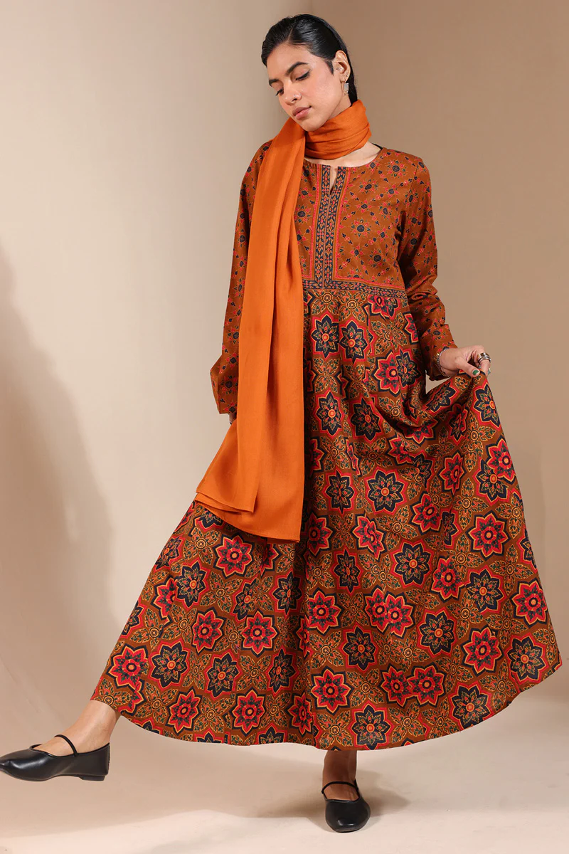 Thai Block Flared Dress