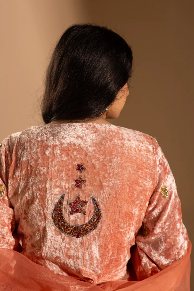 Chand Tara Velvet 3-Piece Lehnga Set - Image 9