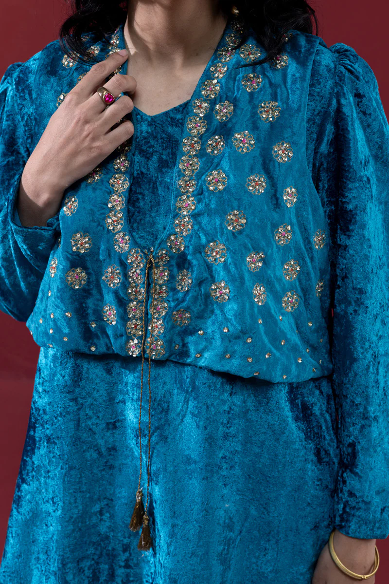 Velvet Koti Gharara Ensemble - Image 2